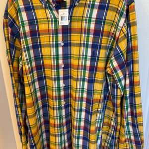 Ralph Lauren Yellow and Blue Plaid Men's Shirt